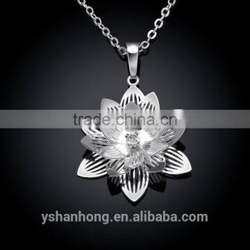 925 Silver Set Auger Stereo Lotus Pendant Necklace photo-2