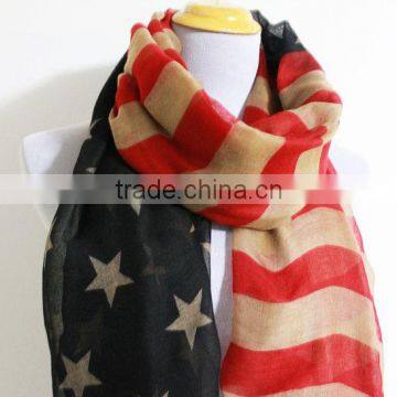 American Flag Scarf Cute Star Bangled Banner Scarf Red and Blue Star Scarf Taupe American Flag Scarf photo-2