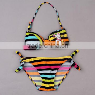 Fashion New Girls Swimsuit Colorful Stripe Two Piece Girls Swimwear Cute Children Swimming Suit Biquini Infantil SR40417-14