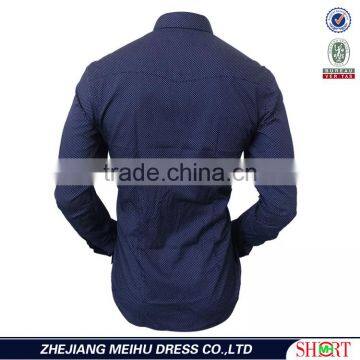 2017 Navy Polka Dot New Pattern Mens Shirts for Men With Long Sleeve photo-3