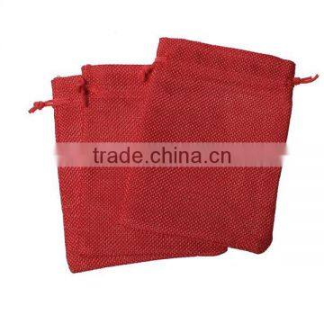 Burlap Jewelry Bags Drawstring Rectangle Red 13.5cm x 10cm photo-3