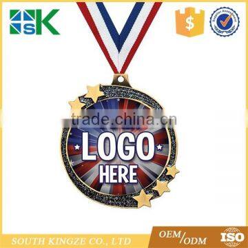 Cheap Kids Award Winner Star metal stamping Medal with Ribbon