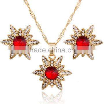 Hot Women Rhinestone Crystal Wedding Necklace Earring Plated Jewelry Sets