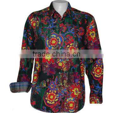 Fancy Retro Designs Long Sleeves Shirts Casual Floral Prints Dancing Cowboy Shirts Button Downed Custom Labelled Hawaiin Shirts photo-4