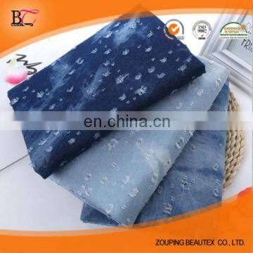 cotton/polyester broken tie dye twill cheap denim fabric wholesale