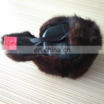 Musquash LEIFENG round fur hat with cloth or leather top for Russian style