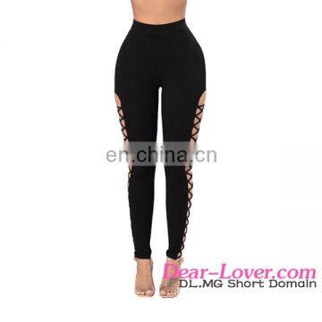 2017 New Style Sexy Women Black Crisscross Cutout Sides Sport Leggings