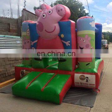 Cartoon characters pig mini bouncy castle, pink color jumping castle for kids