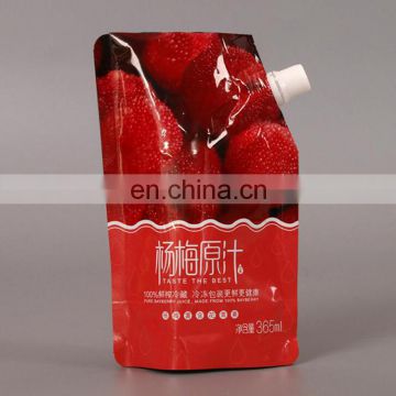 Customized cheaper price Red plastic liquid hand soap stand up spout pouch bag for fresh fruit juice