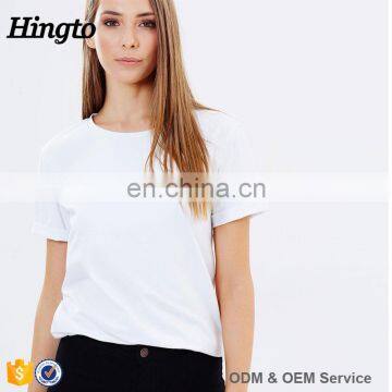 Oem manufacturer women white color plain t-shirts tshirts