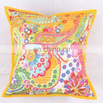 Hand-stitched Kantha Pillow indoor & outdoor-Indian kantha cushion covers-Kantha Pillow Covers Textile Art