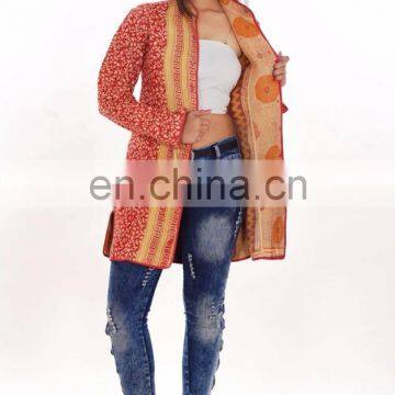 Vintage Cotton Kantha Jacket Designer Quilted Long Coat Wholesaler