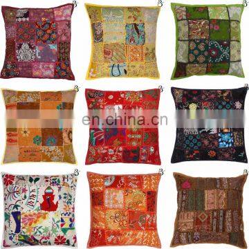 Wholesale Patch Work Indian Sofa Pillow Case Kantha 100% Cotton Chair Cushion Cover, seat Cushion Covers Decor