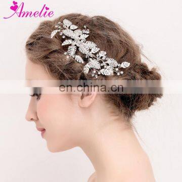 Amelie Handmade Bridal Hair Ornaments Rhinestone Leaf Clusters Lush Bridal Clip Bridal Headpieces Boho for Wedding Party