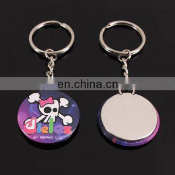 Cartoon tin button badge with keychain