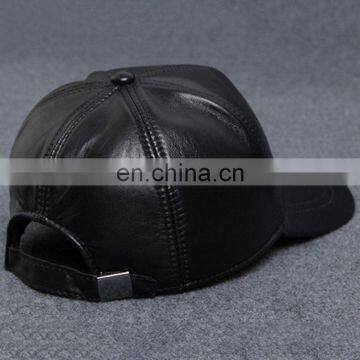 Men Faux Leather Warm Baseball Cap Causal Windproof Peaked Cap Adjust Snapback photo-3
