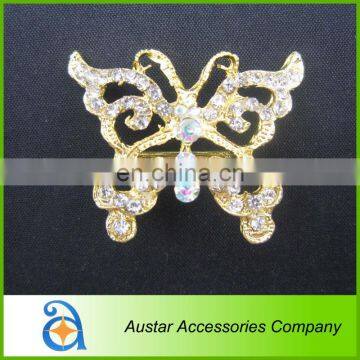 Color AB GOLD butterfly Rhinestone Crystal Buckle,Rhinestone ribbon slider button embellishment