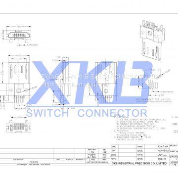 U252-05XN-5BVH11 SMD MICRO Male Usb Connector With Positioning Column photo-2