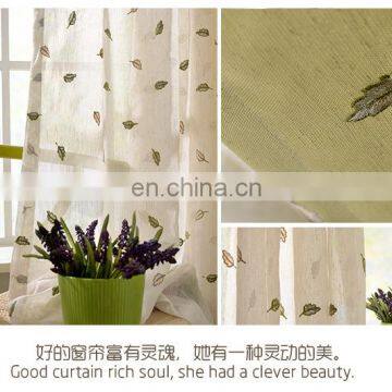 Fantasy Leaf Pattern Elegant Plain Embroidered Texture Linen Curtain for Decor photo-3
