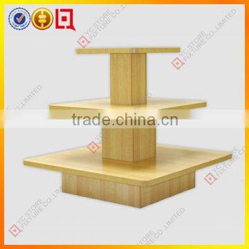 Natural colored wooden 3-tier shoes store shoe display stand