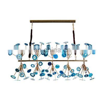 High End Loft Style Custom Blue Agate Chandelier lighting for Hotel Living Room