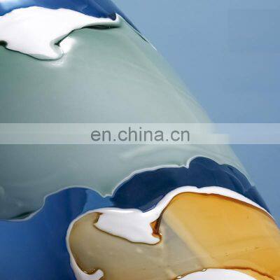 Hand Blown Wholesale Luxury Set Modern Nordic Blue Flower Glass Vase for Home Decor photo-3