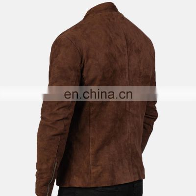 Bomber jacket brown color design for men high quality material and low price pure leather jackets