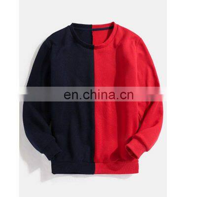 OEM Men's Loose Sports Contrast Stitching Long-sleeved Round Neck Pullover Sweater photo-4