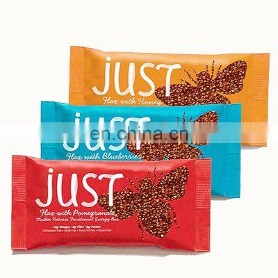 Custom Printed 3 Side Sealing Bags Heat Seal Snack Bar Wrapper Plastic Bags