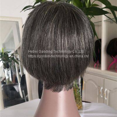 High Quality Gray Color Short Human Hair Wig Wholesaler photo-2