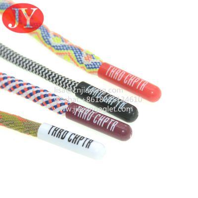 manufacture direct sale print logo on plastic aglet lace aglet tipping for hoodies cap rope shoelace