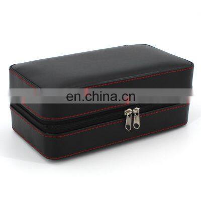 Manufacturer 6 Count Black Leather High Gross Small Wood Cigar Packing Box Travel Case Humidor photo-4