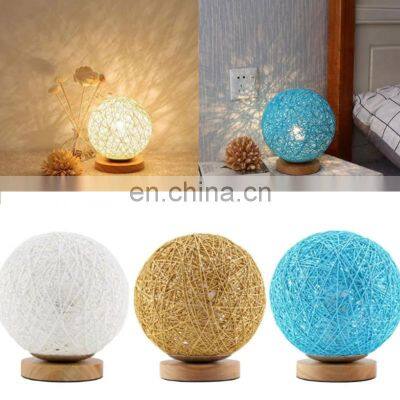 Unique Rattan Round Hemp Ball Table Lamp,Rattan Table Lamp Decorative Kid's Room Vietnam Manufacturer photo-2