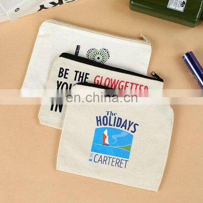 Custom Logo Travel Make Up Makeup Lipstick Zippered Pouch Cotton Canvas Cosmetic Toiletry Bag or Pouch With Zipper photo-5
