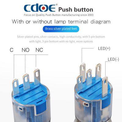 Ip67 Dot Led Red Green Blue Plastic Cover 220v 1no1nc 16mm Push Button Switch Momentary photo-4