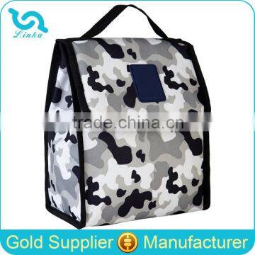 Gray Camo Insulated Freezable Lunch Bag With Zip Closure