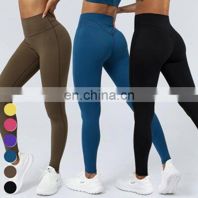 Wholesale Womens Tummy Control Tights Sports Legging Custom Workout Wear Gym Fitness Pants High Waist Yoga Leggings For Women