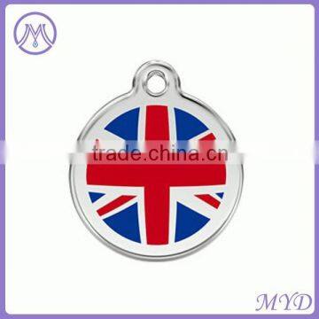 custom enameled UK flag stainless steel ID tag