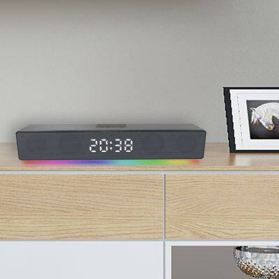 New Style Rgb Cool Lights Soundbar Speaker With Digital Clock Wireless Home Theater Sound Bar Speaker For Tv Pc