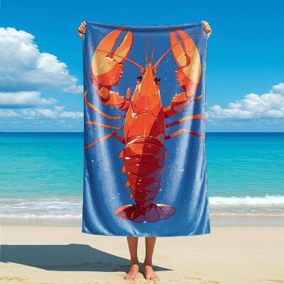Lobster Beach Towel Microfiber Soft Quick-Drying Large Bath Towel Fun Print Beach Towel Suitable for Beach Vacation Pool