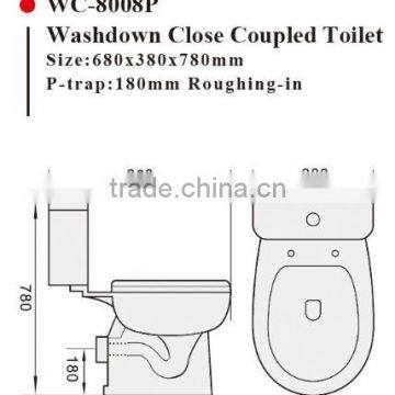 WC-8008P Washdown Two-piece Toilet With Soft Closing Cover Ramp Down Closer, Water Closet Toilet Bowl photo-2