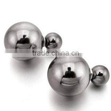 Women's Stainless Steel Resin Studs Earrings Grey Bead Ball Classic Elegant