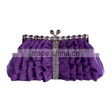 2015 New Arrival folding purple satin european shoulder bag for women