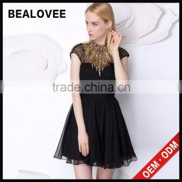 Factory Price New Arrival Ladies Diamond Black 100% Handmade Ladies Mini Skirt Haute Couture Evening Dresses photo-2