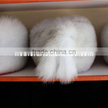 Christmas Present Cap Women Winter Warm Real Fox Fur Princess Hat With Tail photo-2