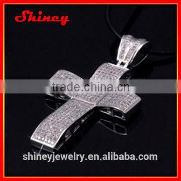 2014 factory high quality copper/silver micro pave diamond big hip hop cross