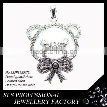 SLS brand wholesale Australian styles white gold bear head pendant fashion silver cartoon pendant