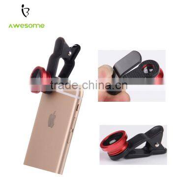 Portable Clip phone lens, phone lens with 3 in 1 Fisheye, universal clip lens