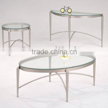 Modern Coffee table set/ Coffee Table and End Table with metal leg and glass table