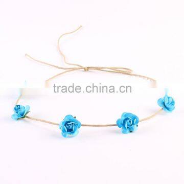 Hot-sales Baby Rose Flower Headband Girl Leather Rope Flower Hairband Toddler Baby Rose Flower Crown Headband Wh-1825 photo-4